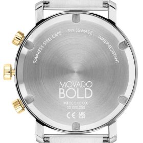 Movado BOLD Evolution Chronograph Silver-Tone Metallic Dial Two-Tone SS Link Bracelet Watch, 42mm - Image 3