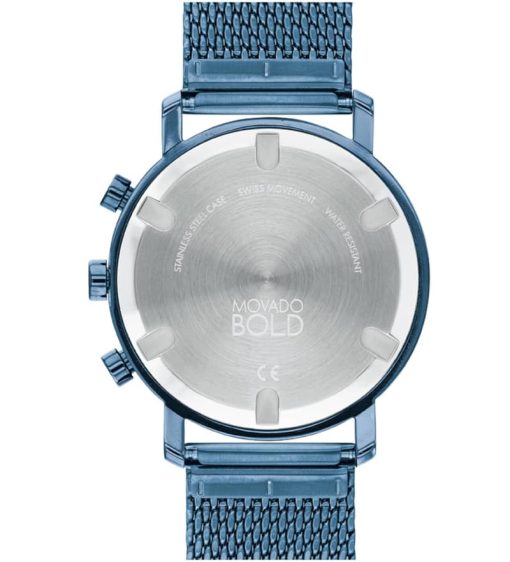 Movado BOLD Evolution Chronograph Ice Blue Dial & Ion-Plated SS Mesh Bracelet Watch, 42mm - Image 3