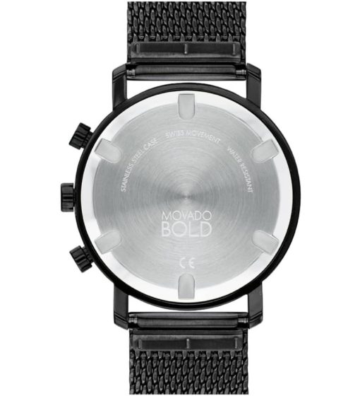 Movado BOLD Evolution Chronograph Black Dial & Ion-Plated SS Mesh Bracelet Watch, 42mm - Image 3