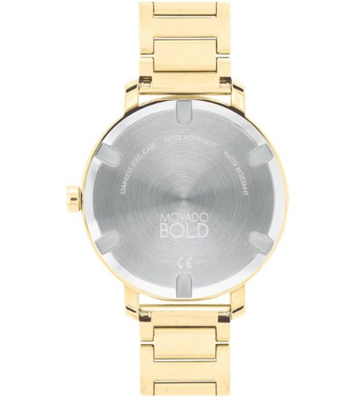 Movado BOLD Evolution Yellow Gold-Toned Glitter Dial & Ion-Plated SS Link Bracelet Watch, 34mm - Image 2