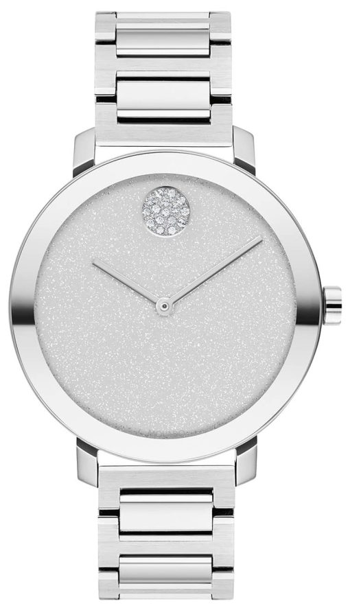Movado BOLD Evolution Silver Glitter Dial & Link Bracelet Watch, 34mm
