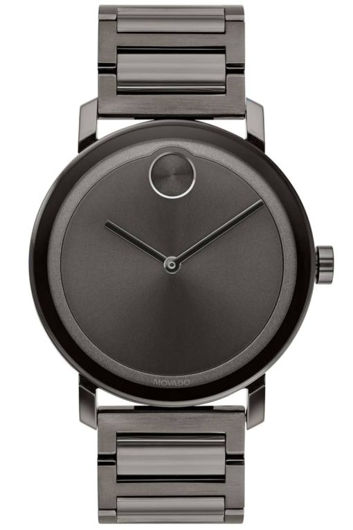 Movado BOLD Evolution Gunmetal Sunray Dial & Ion-Plated SS Link Bracelet Watch, 40mm