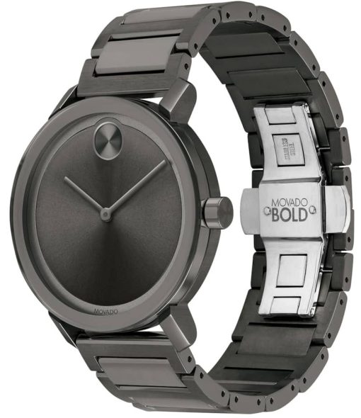 Movado BOLD Evolution Gunmetal Sunray Dial & Ion-Plated SS Link Bracelet Watch, 40mm - Image 2