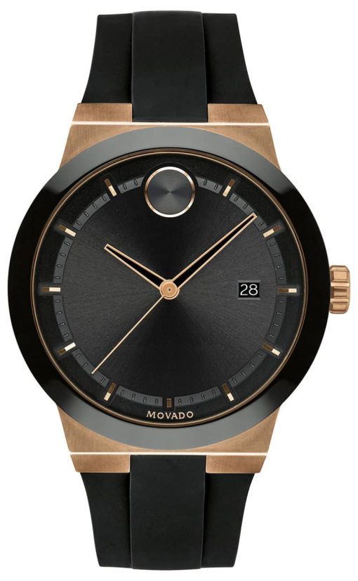 Movado BOLD Fusion Black w/ Bronze Accents Dial & Silicone Strap Watch, 42.3mm