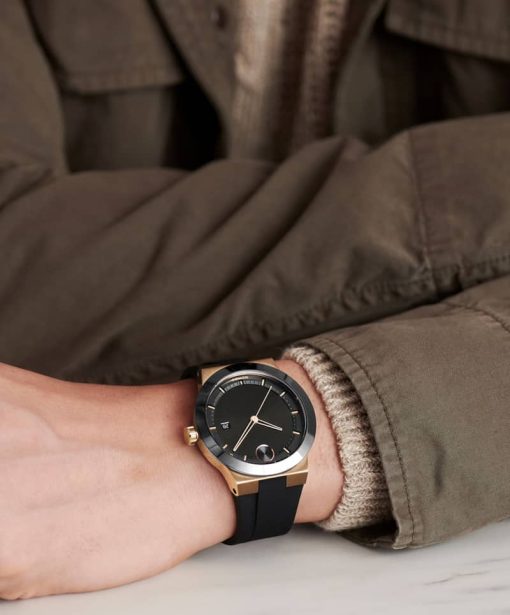 Movado BOLD Fusion Black w/ Bronze Accents Dial & Silicone Strap Watch, 42.3mm - Image 4