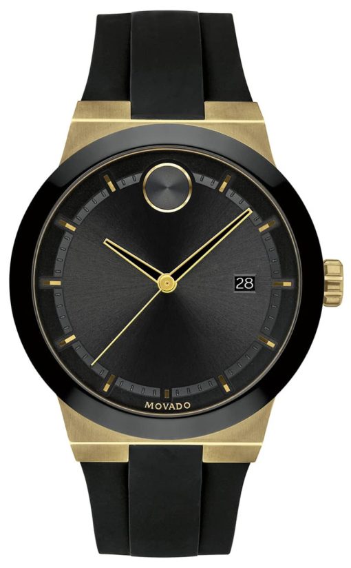 Movado BOLD Fusion Black w/ Gold-Tone Accents Dial & Silicone Strap Watch, 42.3mm