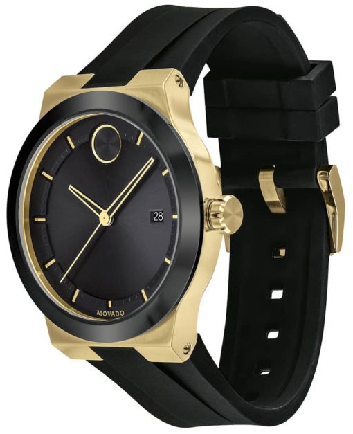 Movado BOLD Fusion Black w/ Gold-Tone Accents Dial & Silicone Strap Watch, 42.3mm - Image 2
