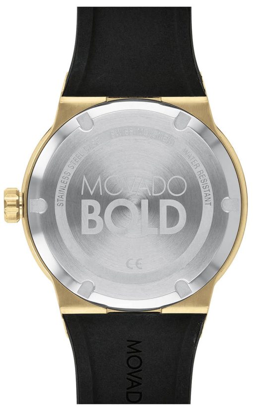 Movado BOLD Fusion Black w/ Gold-Tone Accents Dial & Silicone Strap Watch, 42.3mm - Image 3