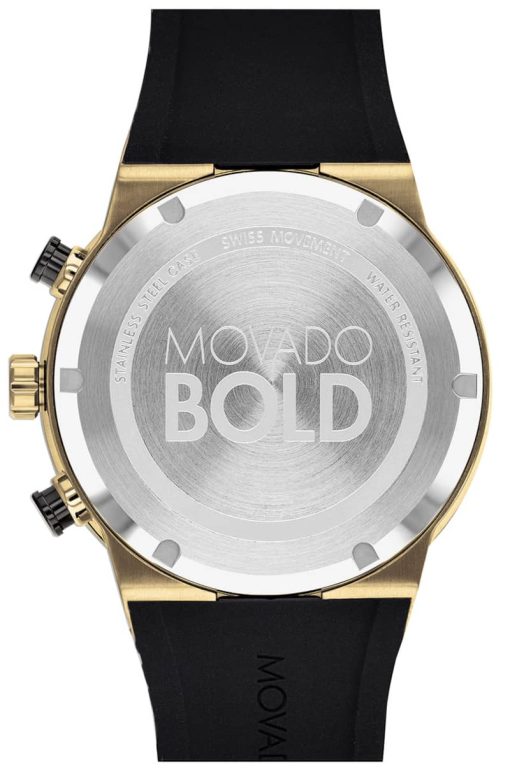 Movado BOLD Fusion Chronograph Black w/ Gold-Tone Accents Dial & Silicone Strap Watch, 44.5mm - Image 3