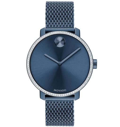 Movado BOLD Shimmer Blue Dial & Ion-Plated Mesh Bracelet Watch, 34mm