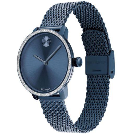 Movado BOLD Shimmer Blue Dial & Ion-Plated Mesh Bracelet Watch, 34mm - Image 2