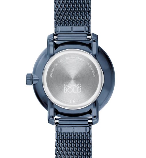 Movado BOLD Shimmer Blue Dial & Ion-Plated Mesh Bracelet Watch, 34mm - Image 3