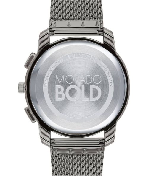 Movado BOLD Thin Chronograph Grey Dial & Ion-Plated SS Mesh Bracelet Watch, 42mm - Image 3
