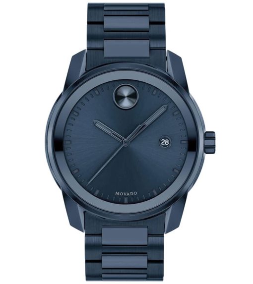 Movado BOLD Verso Blue Dial & Ion-Plated SS Link Bracelet Watch, 42mm