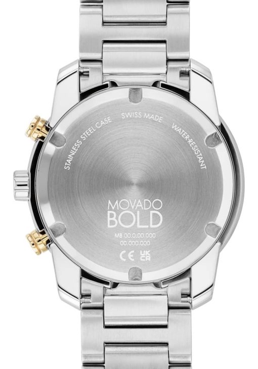 Movado BOLD Verso Gold-Tone Metallic Dial Two-Tone Stainless Steel Bracelet Watch, 44mm - Image 3