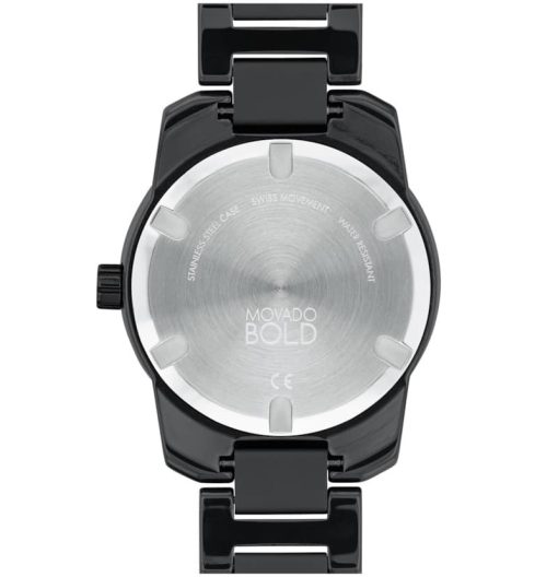 Movado BOLD Verso Black Dial & Ion-Plated Ceramic Link Bracelet Watch, 42mm - Image 3