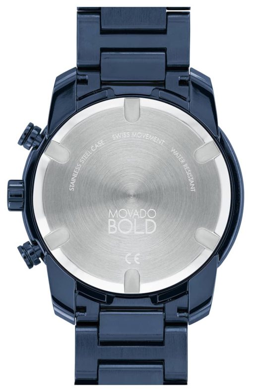 Movado BOLD Verso Chronograph Dark Blue Dial & Ion-Plated SS Link Bracelet Watch, 44mm - Image 3