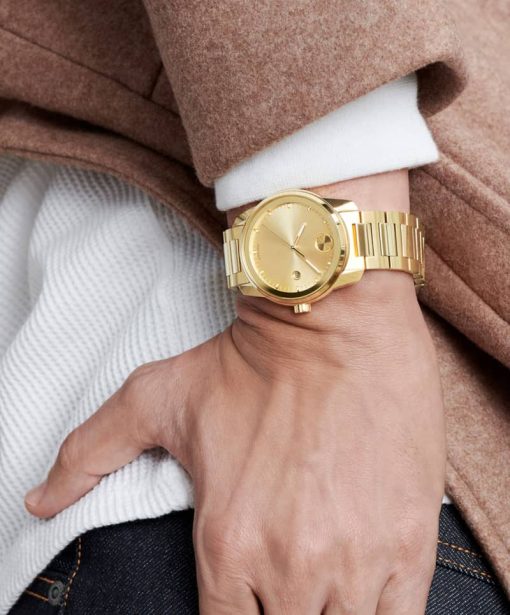 Movado BOLD Verso Yellow Gold-Tone Dial & Ion-Plated SS Bracelet Watch, 42mm - Image 4