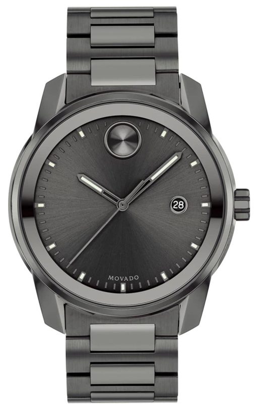 Movado BOLD Verso Gunmetal Dial & Ion-Plated SS Link Bracelet Watch, 42mm