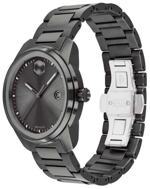 Movado BOLD Verso Gunmetal Dial & Ion-Plated SS Link Bracelet Watch, 42mm - Image 2