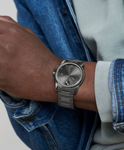 Movado BOLD Verso Gunmetal Dial & Ion-Plated SS Link Bracelet Watch, 42mm - Image 4
