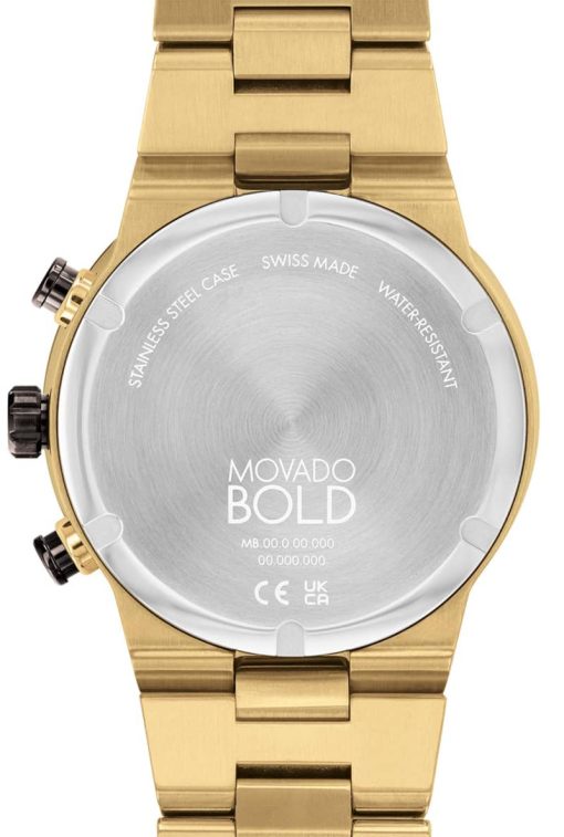 Movado BOLD Fusion Black Dial Pale Yellow Gold IP Bracelet Watch, 44mm - Image 3