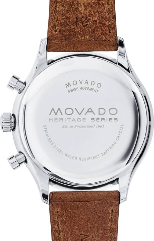 Movado Heritage Series Calendoplan White Dial Cognac Leather Strap Watch, 43mm - Image 3