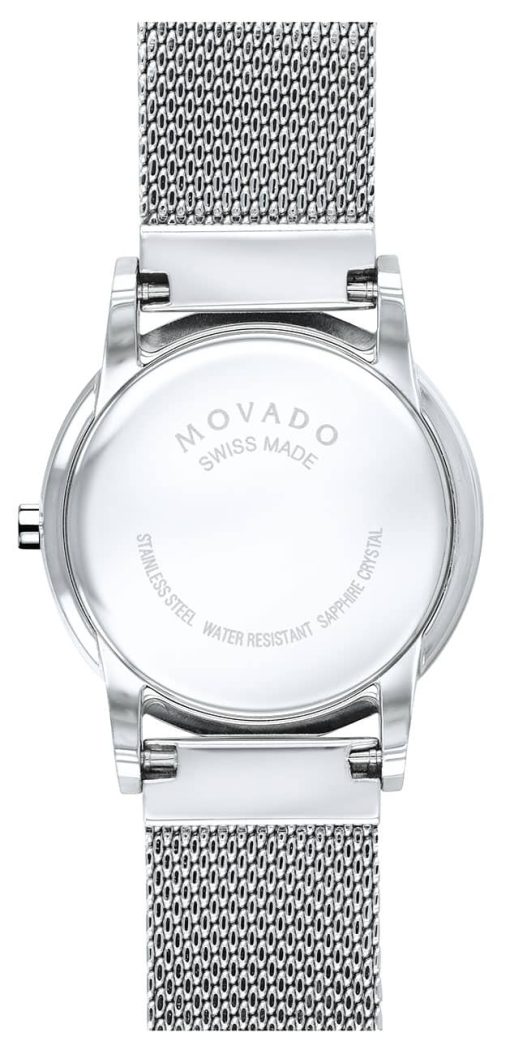 Movado Museum Classic White MOP w/ Diamonds Dial Silver Mesh Bracelet Watch, 28mm - Image 3