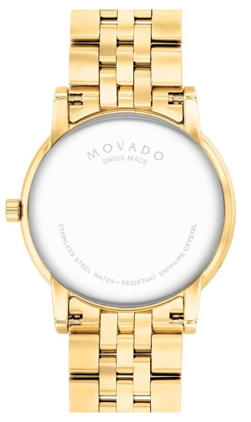 Movado Museum Classic Black Dial Yellow Gold-Tone PVD SS Link Bracelet Watch, 40mm - Image 3