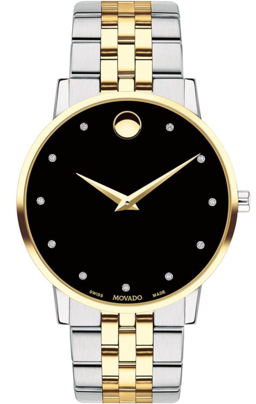 Movado Museum Classic Black Diamond Dial Two-Tone Stainless Steel Watch, 40mm
