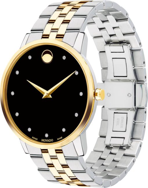Movado Museum Classic Black Diamond Dial Two-Tone Stainless Steel Watch, 40mm - Image 2