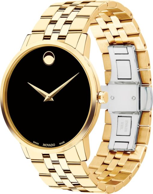 Movado Museum Classic Black Dial Yellow Gold PVD Stainless Steel Watch, 40mm - Image 2