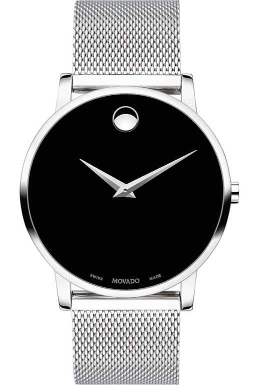 Movado Museum Classic Black Dial Stainless Steel Mesh Watch, 40mm