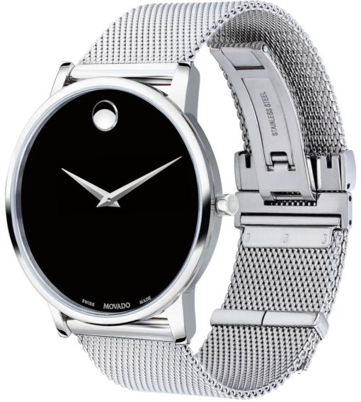 Movado Museum Classic Black Dial Stainless Steel Mesh Watch, 40mm - Image 2