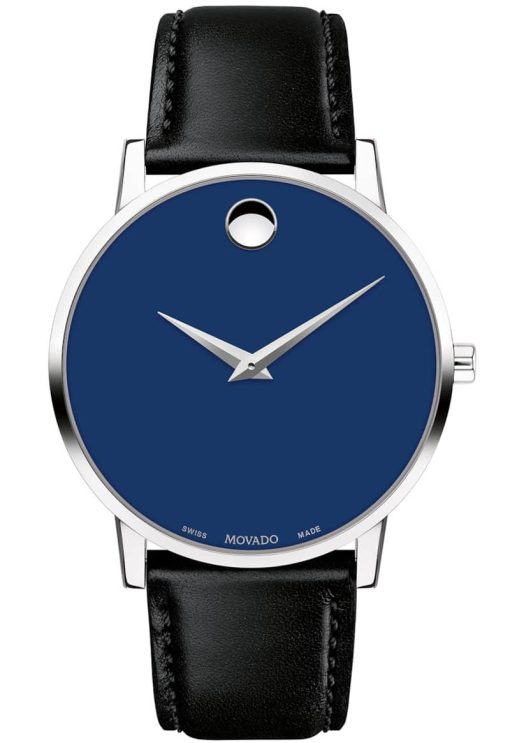 Movado Museum Classic Blue Dial Leather Watch, 40mm