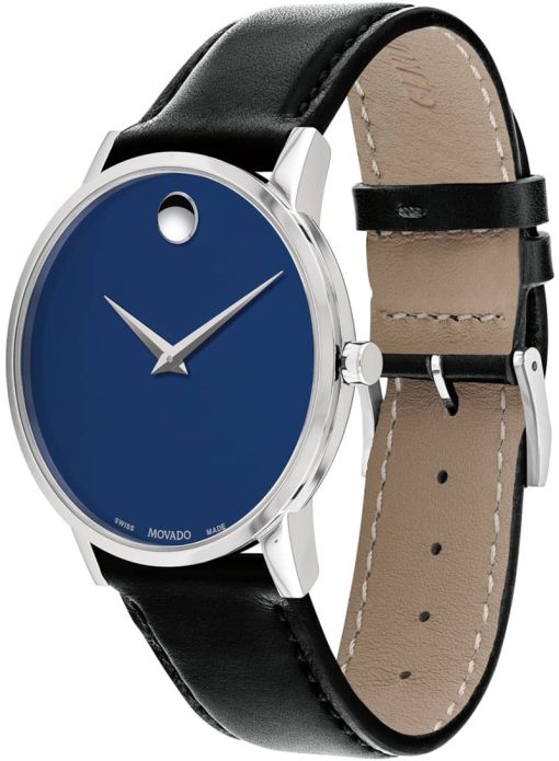 Movado Museum Classic Blue Dial Leather Watch, 40mm - Image 2
