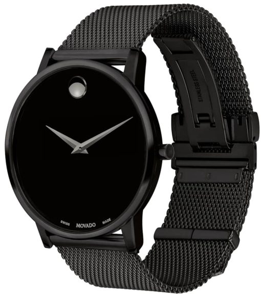 Movado Museum Classic Black-Toned Dial PVD Stainless Steel Mesh Watch, 40mm - Image 2