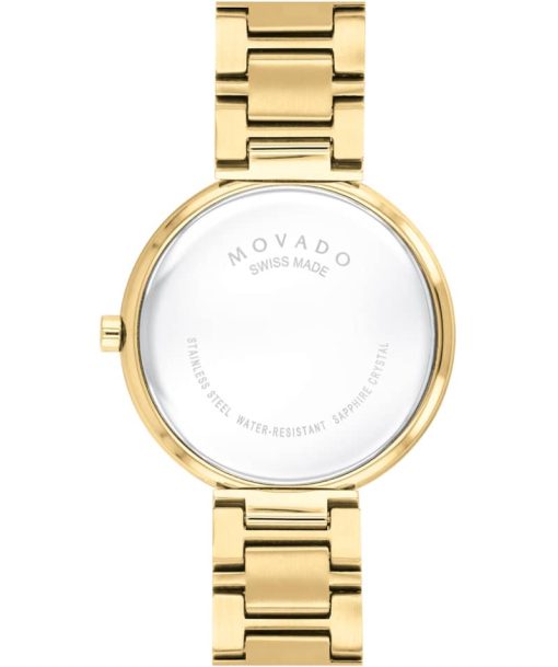 Movado Museum Classic White Sparkle Dial Yellow Gold-Tone PVD Link Bracelet Watch, 32mm - Image 3