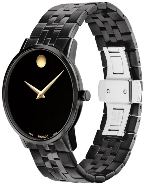 Movado Museum Classic Black Dial & PVD SS Link Bracelet Watch, 40mm - Image 2