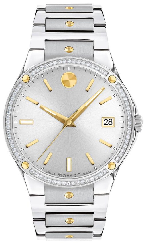 Movado SE Silver-Tone Metallic Dial Two-Tone PVD SS Link Bracelet Watch, 41mm