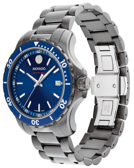 Movado Series 800 Blue Dial Grey PVD Stainless Steel Bracelet Watch, 40mm - Image 2