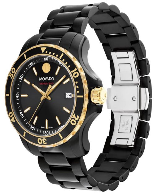 Movado Series 800 Black Dial & PVD Stainless Steel Bracelet Watch, 40mm - Image 2