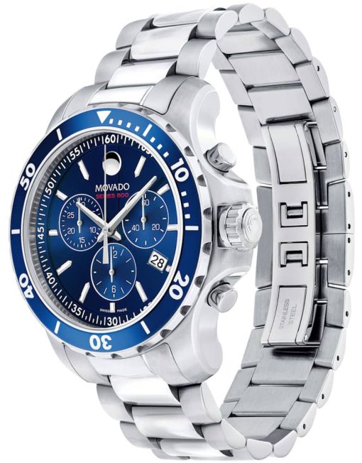 Movado Series 800 Blue Dial Stainless Steel Bracelet Watch, 42mm - Image 2