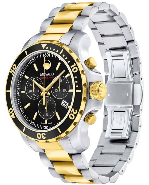 Movado Series 800 Black Dial Two-Toned PVD Stainless Steel Bracelet Watch, 42mm - Image 2