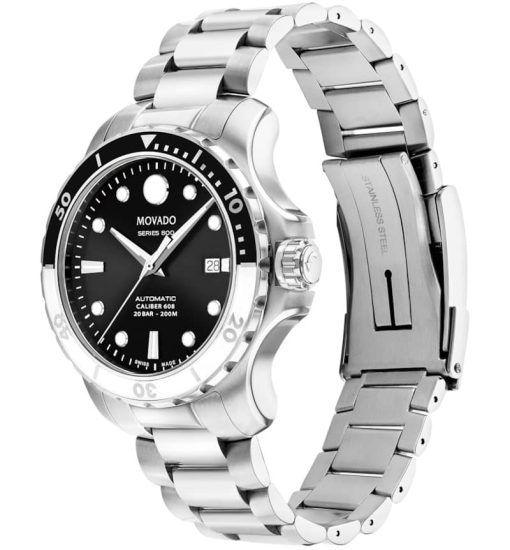 Movado Series 800 Automatic Black Dial Stainless Steel Bracelet Watch, 42mm - Image 2