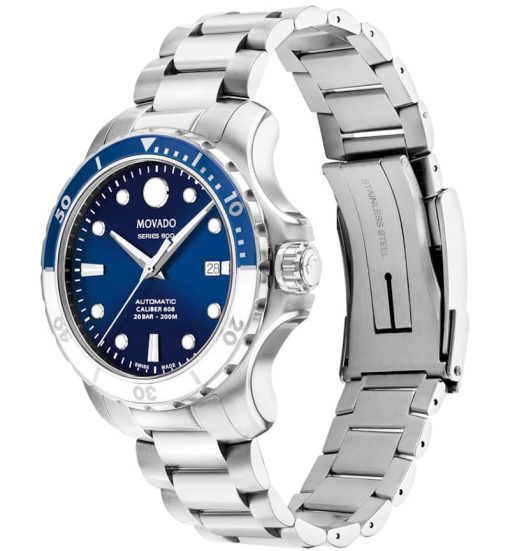 Movado Series 800 Automatic Blue Dial Stainless Steel Bracelet Watch, 42mm - Image 2