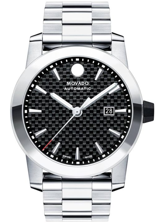 Movado Vizio Automatic Black Carbon Fiber Dial Stainless Steel Watch, 44mm