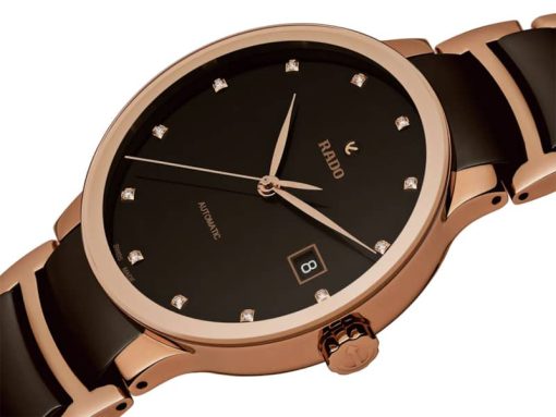 Rado Centrix Automatic Diamonds Two-Tone Ceramic Watch, Brown Dial, 38mm - Image 2