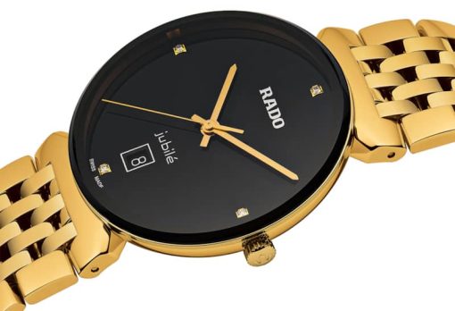 Rado Florence Classic Diamonds Black Dial Gold PVD Bracelet Watch, 38mm - Image 2