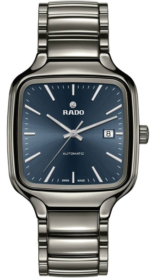 Rado True Square Automatic Blue Dial Plasma High-Tech Ceramic Bracelet Watch, 38mm